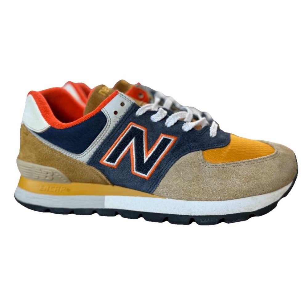New Balance 574 Rugged Brown Navy Orange ML574DWP  Size 9 Excellent